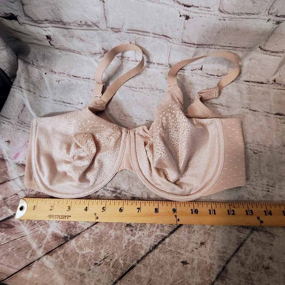 Wacoal Back Appeal Underwire Unlined Bra 34DDD Cream Dot Mesh - Picture 7 of 9